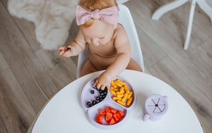 Glitter and Spice Tableware Lifestyle Image Silicone Suction Plate and Grow with me Cup