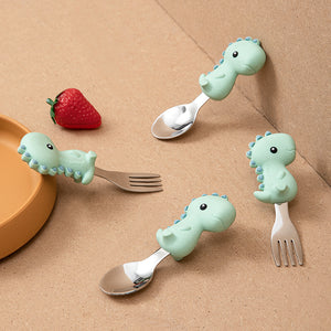 Glitter and Spice Learn to Eat Fork and Spoon Set T-Rex