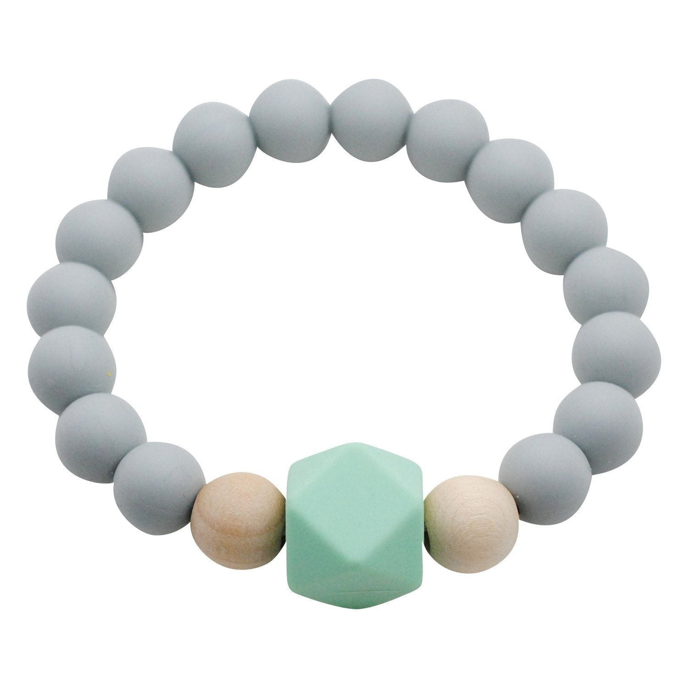 Adult Silicone Teething Bracelet - Gemstone in Feather Gray - Glitter & Spice