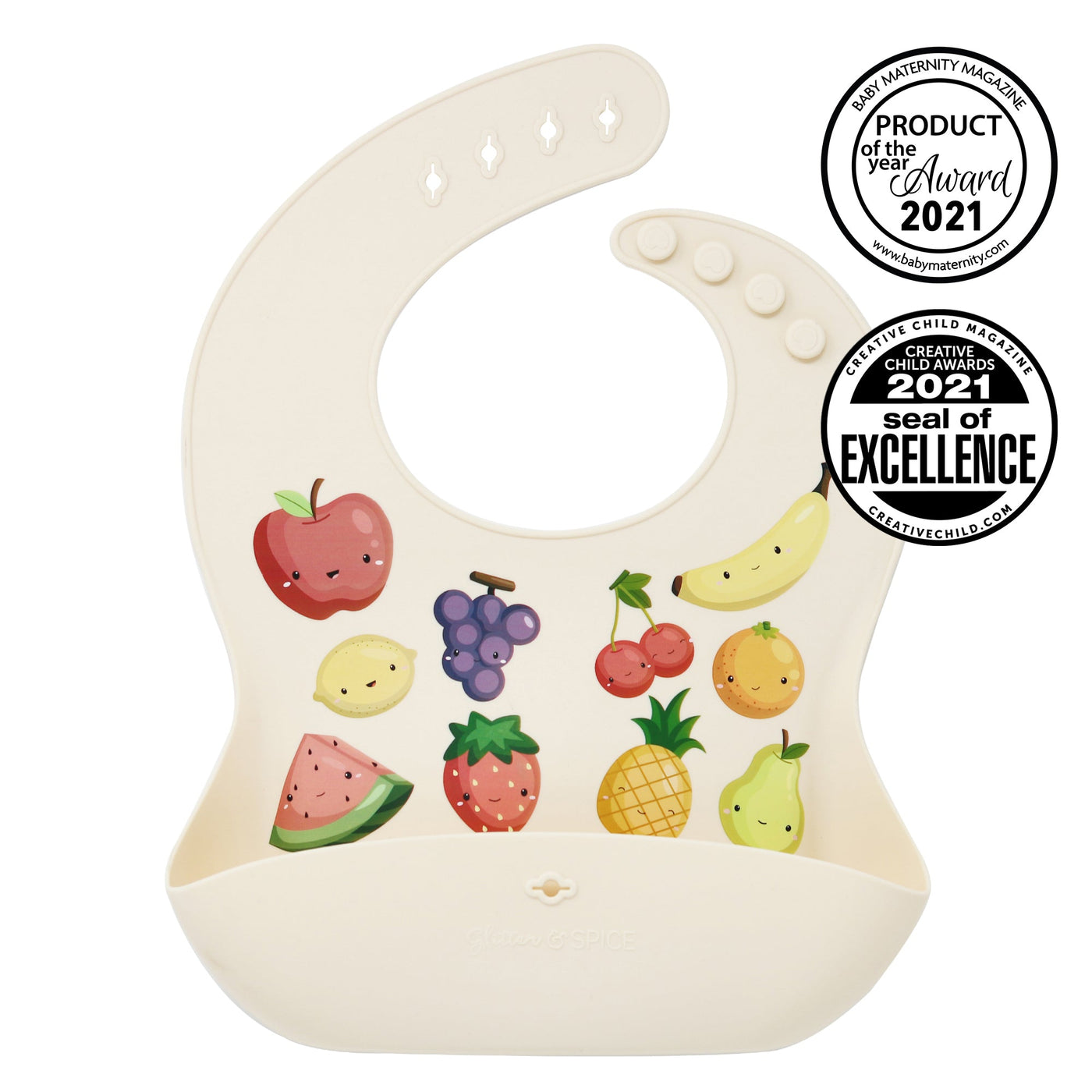 SILICONE PRINTED FOOD BIB - Glitter & Spice Canada