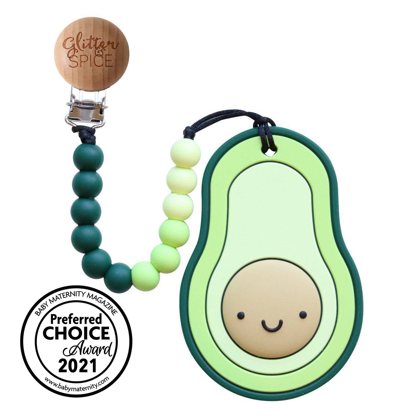 Whistle & Flute Avocado Silicone Teether - Glitter & Spice