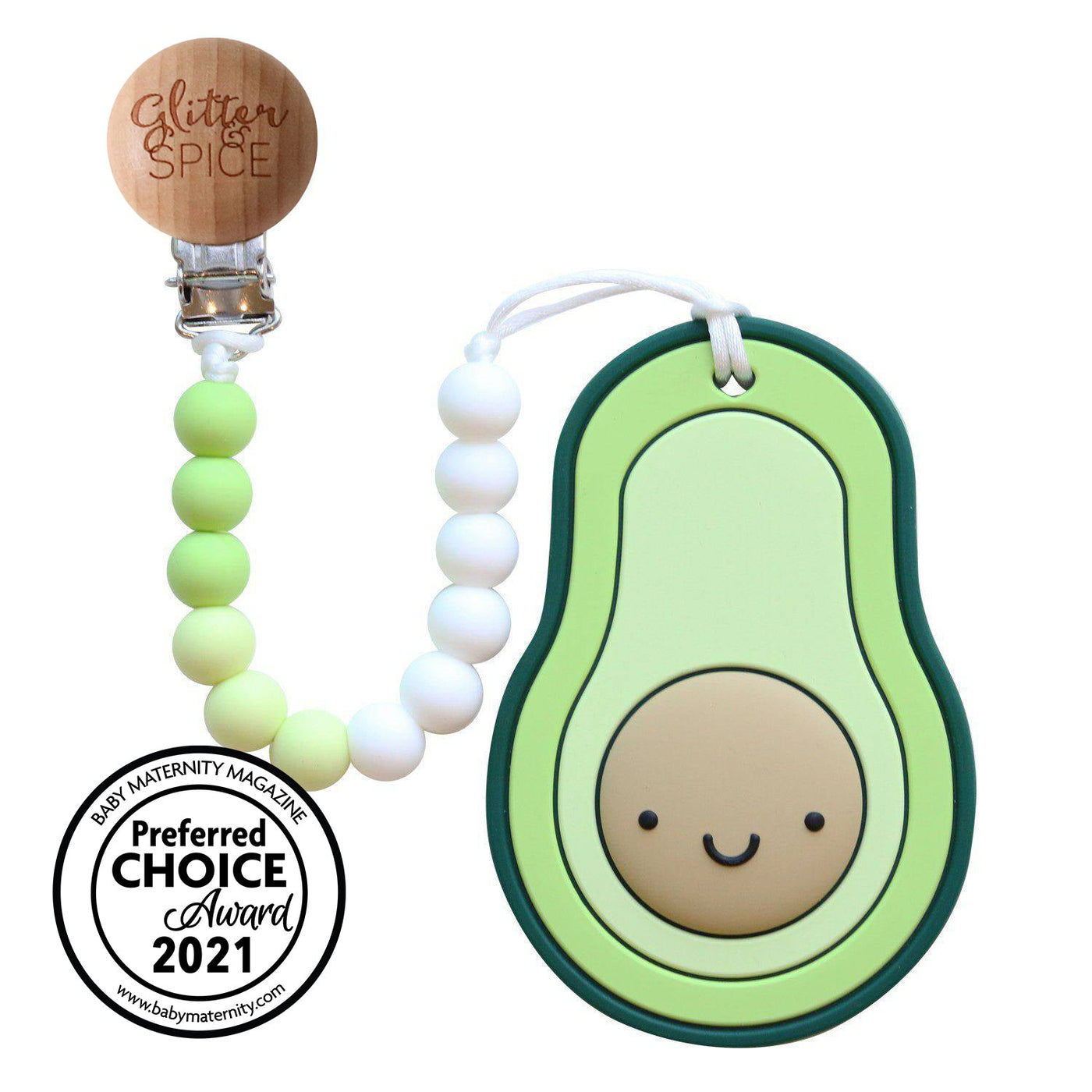 Whistle & Flute Avocado Silicone Teether - Glitter & Spice