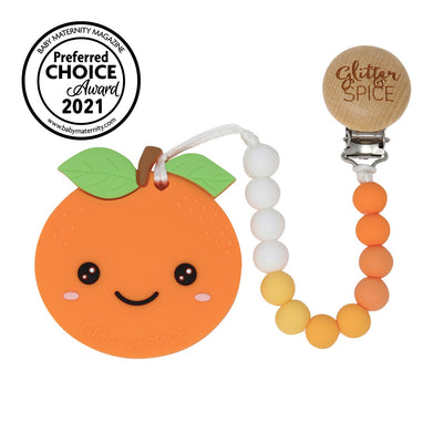 Orange Silicone Teether - Glitter & Spice Canada