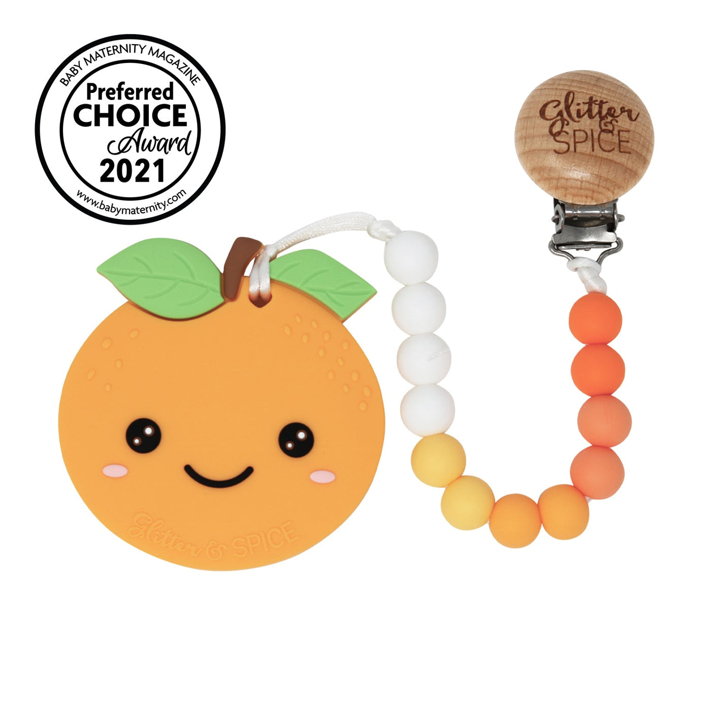 Orange Silicone Teether - Glitter & Spice Canada