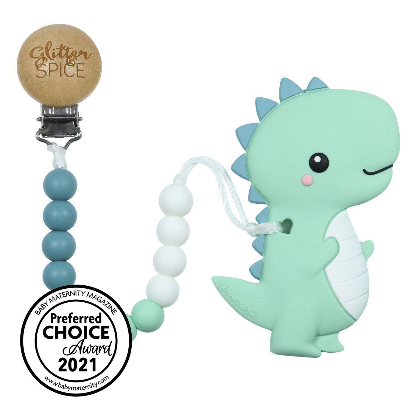 T-Rex Dino Silicone Teether - Glitter & Spice