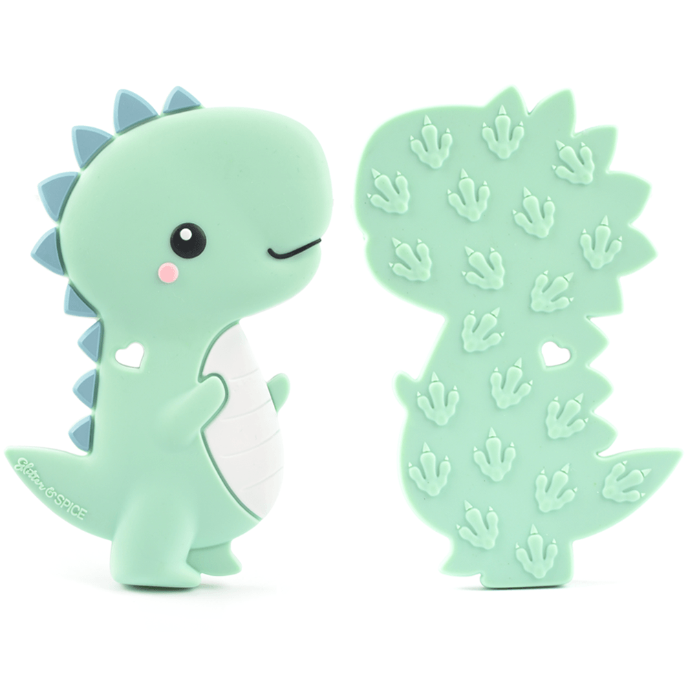 T-Rex Dino Silicone Teether - Glitter & Spice