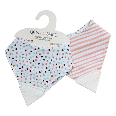 Double Sided Organic Chew Bib - Funfetti / Pinstripes - Overstock - Glitter & Spice