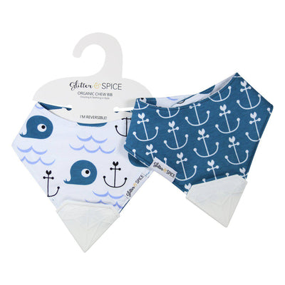 Double Sided Organic Chew Bib - Nautical Adventures - Glitter & Spice