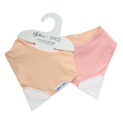 Double Sided Organic Chew Bib - Sorbet / Strawberry Cream - DISCONTINUED - Glitter & Spice