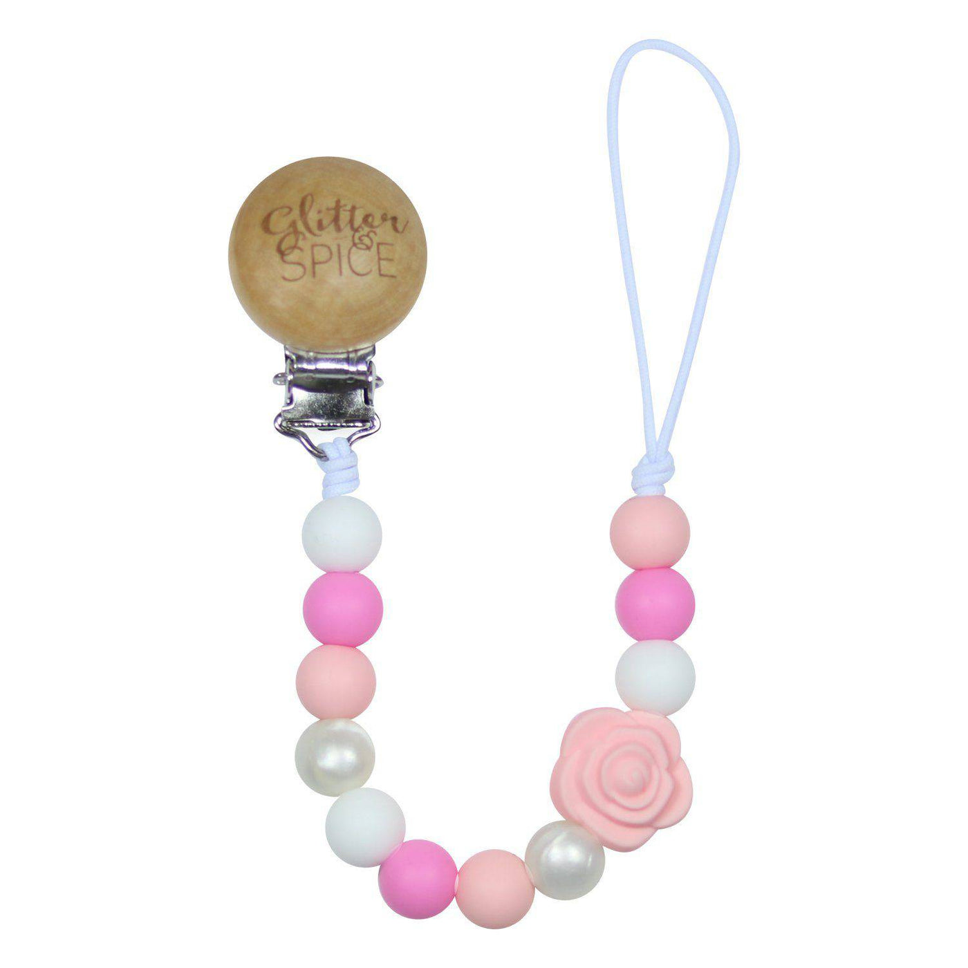 Silicone Pacifier Clip - Emmalyn Rose - Glitter & Spice