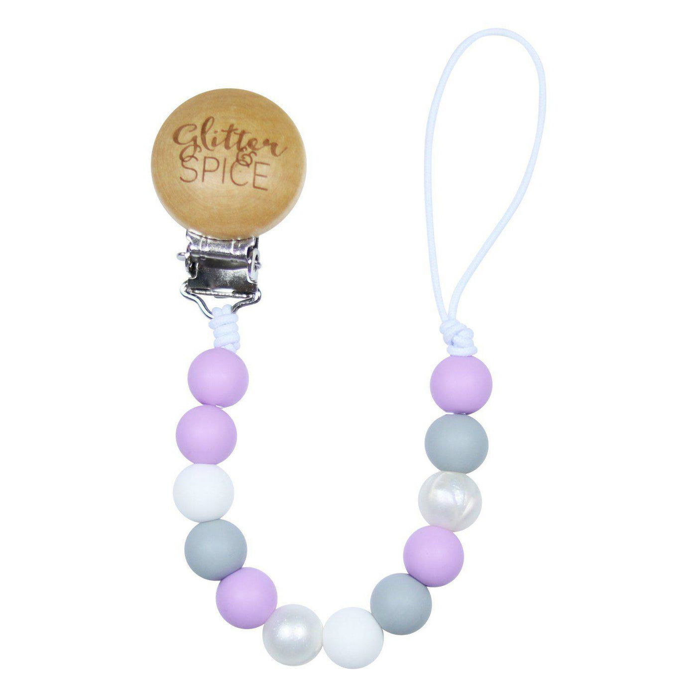 Silicone Pacifier Clip - Violet - Glitter & Spice